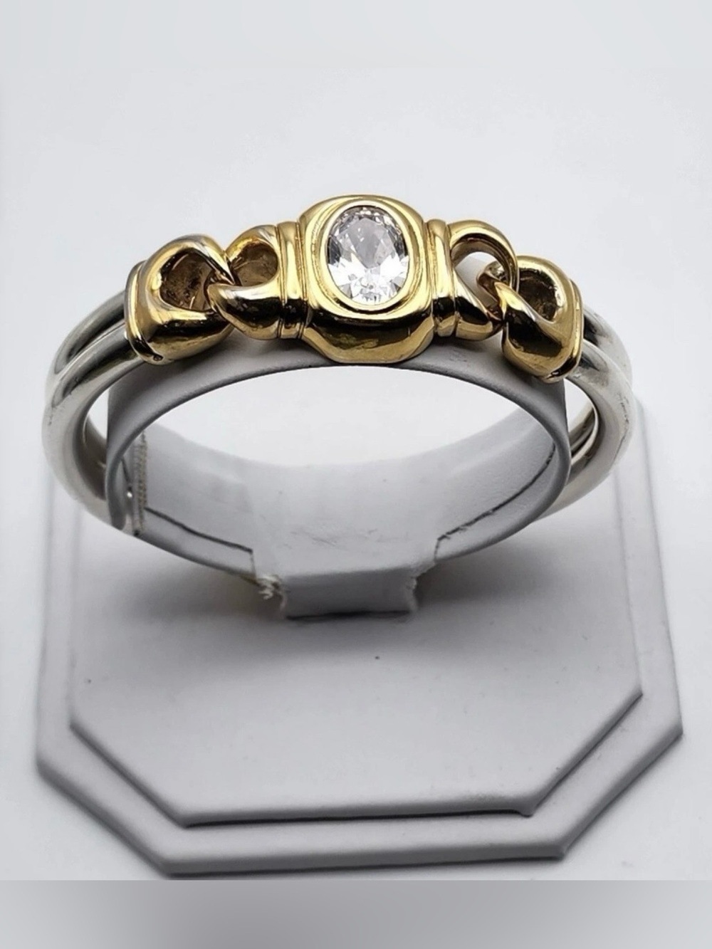 UNOAERRE ITALIAN DESIGNER Statement STERLING SIlVER GOLD VERMEIL BRACELET